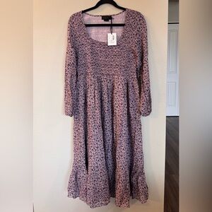 Hatch Lavender Floral Smocked Maternity Dress